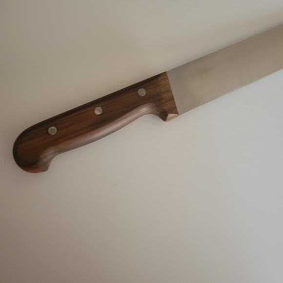 Vintage R.H.Forschner Victorinox 12" Slicing Knife w/ Granton Edge wooden handle - Picture 8 of 11
